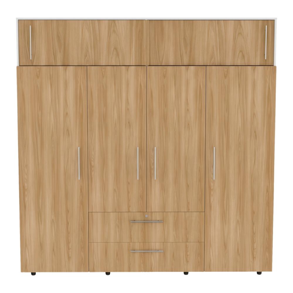 Closet Babel, Fresno Europeo y Blanco, con Cuatro Puertas Abatibles y Cuatro Cajones Multiusos