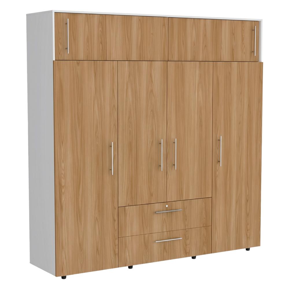 Closet Babel, Fresno Europeo y Blanco, con Cuatro Puertas Abatibles y Cuatro Cajones Multiusos