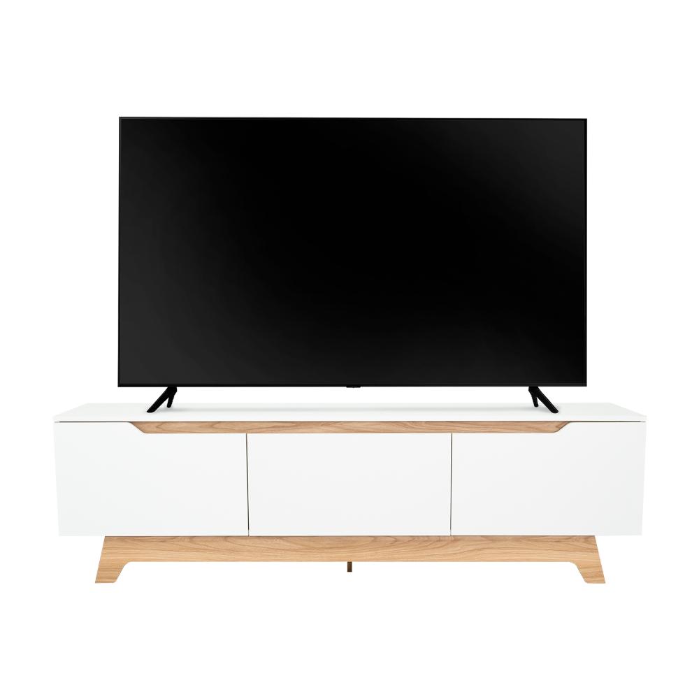 Mesa Para Tv Toulo, Blanco y Fresno, con espacio para TV de 80"