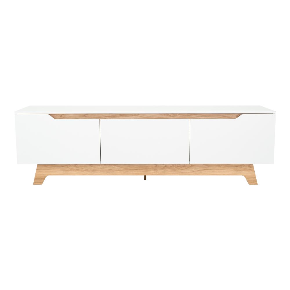 Mesa Para Tv Toulo, Blanco y Fresno, con espacio para TV de 80"