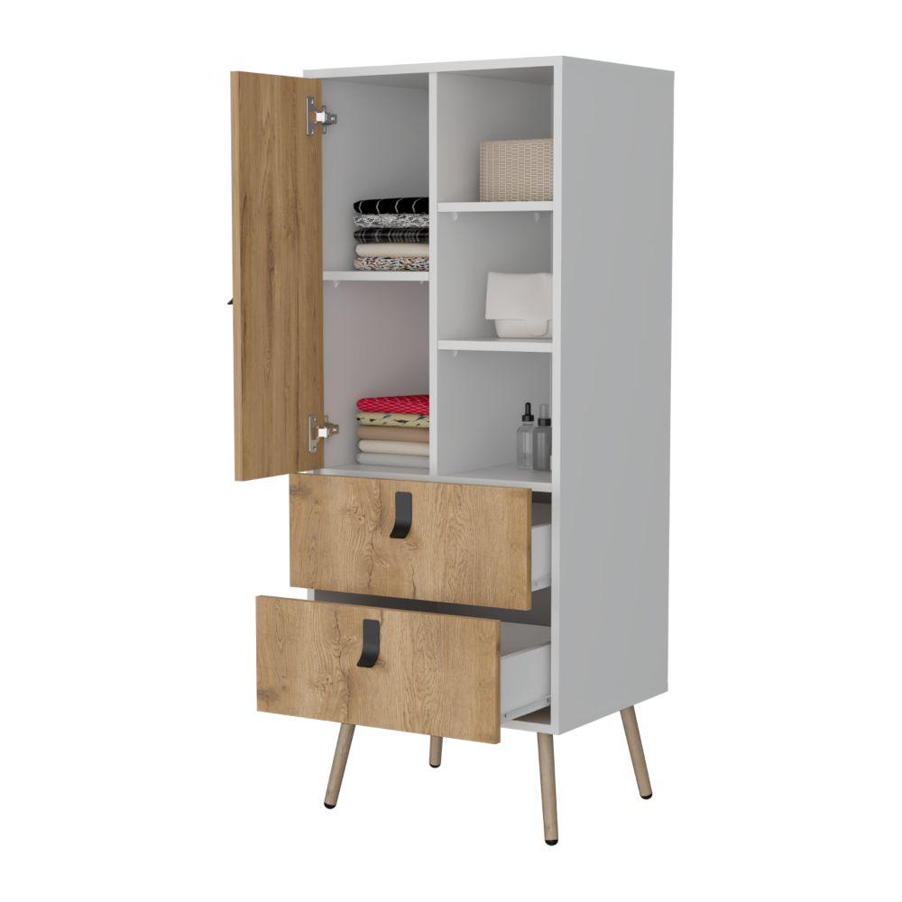 Organizador Huna, Macadamia y Blanco, con Dos Cajones Diseño Moderno ZF