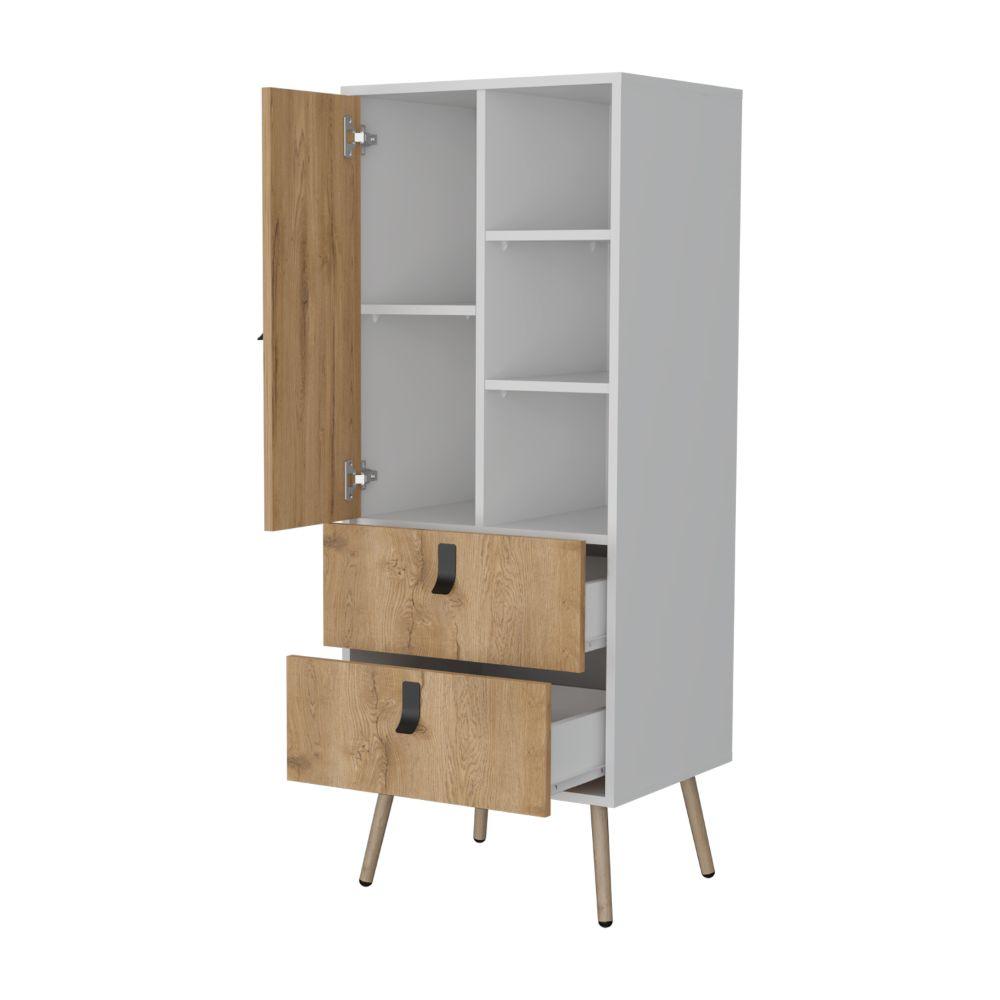 Set de 2 Organizadores Huna, Macadamia y Blanco, con Dos Cajones Diseño Moderno ZF