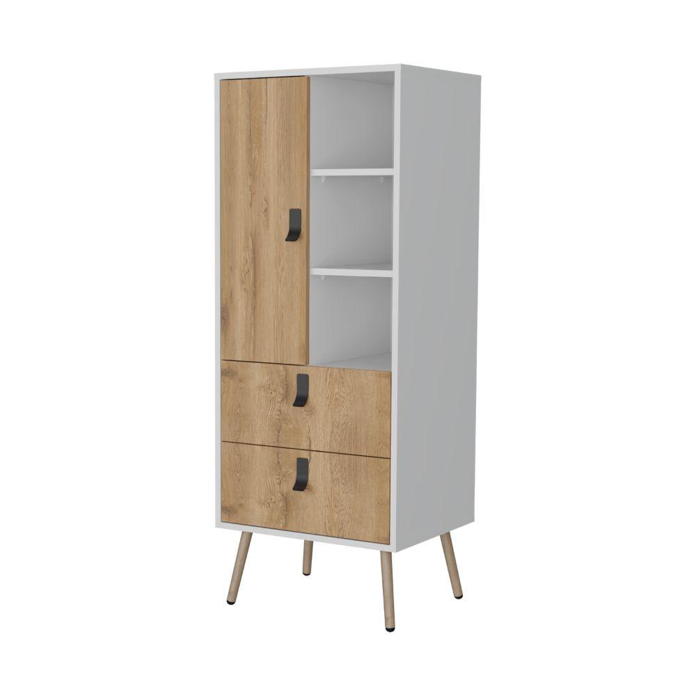 Set de 2 Organizadores Huna, Macadamia y Blanco, con Dos Cajones Diseño Moderno ZF