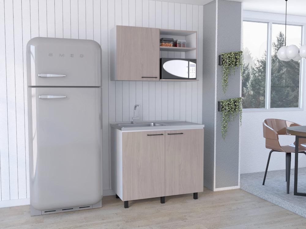 Cocina Integral Cantabria, Blanco y Nacar, Incluye Mesón Izquierdo