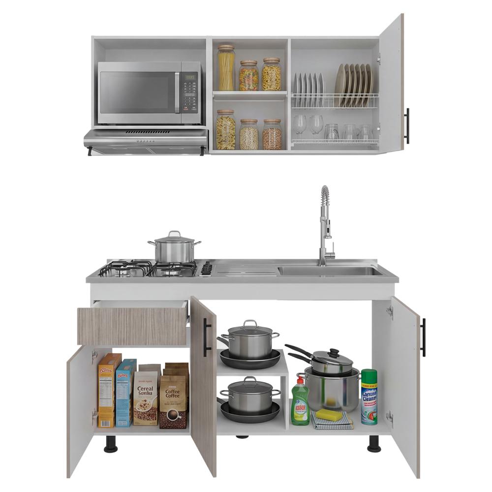 Cocina Completa Ladson para Mesón Derecho, Blanco Duqueza y Positano, No Incluye Mesón