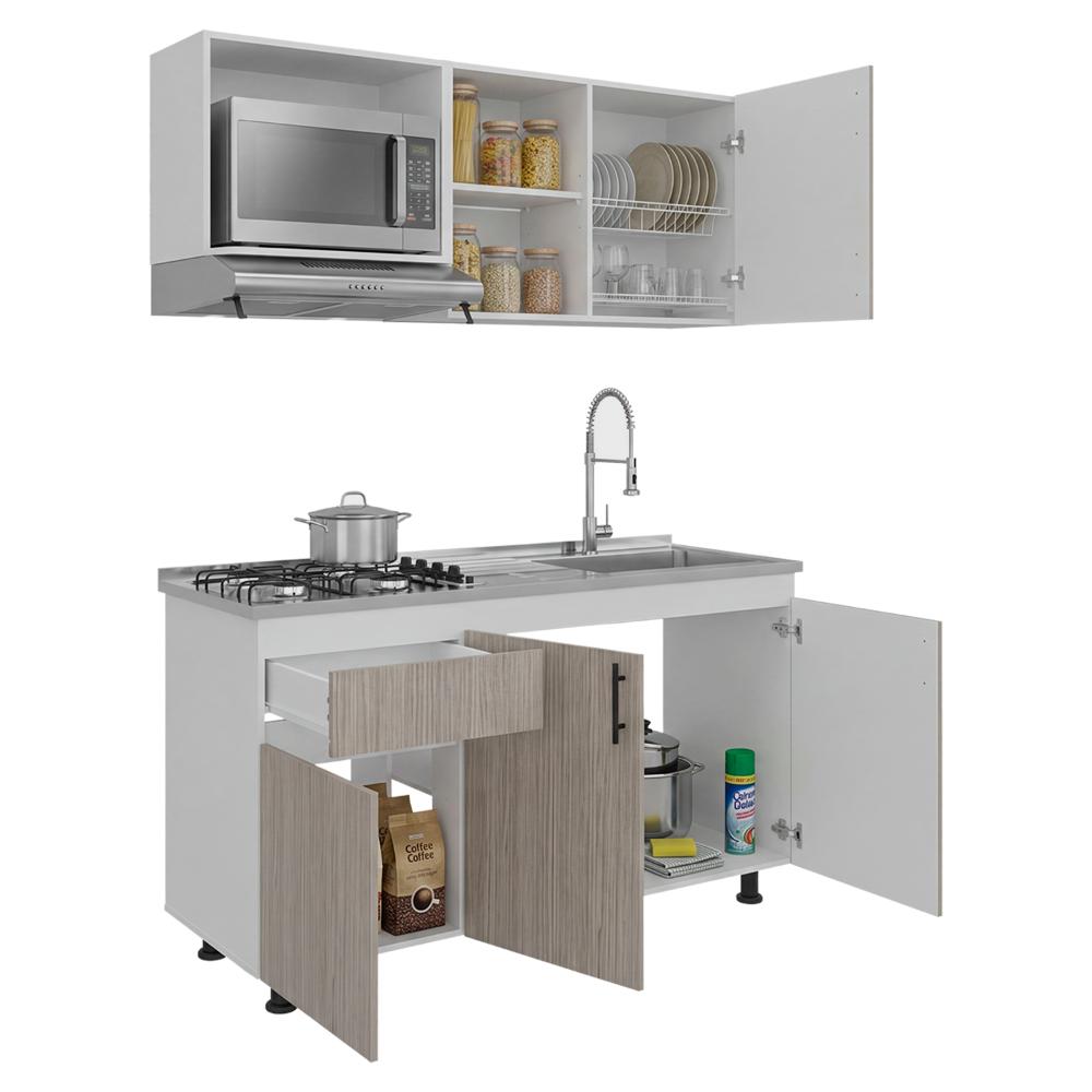 Cocina Completa Ladson para Mesón Derecho, Blanco Duqueza y Positano, No Incluye Mesón