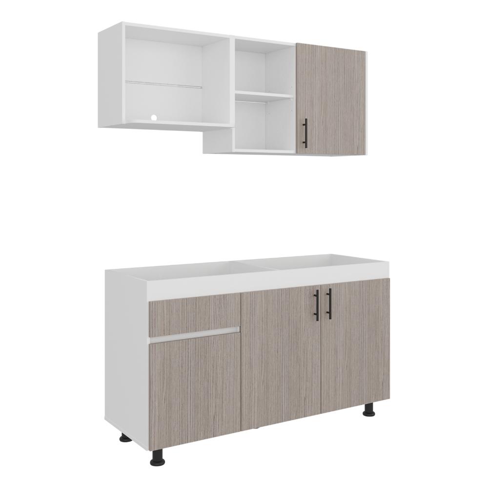 Cocina Completa Ladson para Mesón Derecho, Blanco Duqueza y Positano, No Incluye Mesón