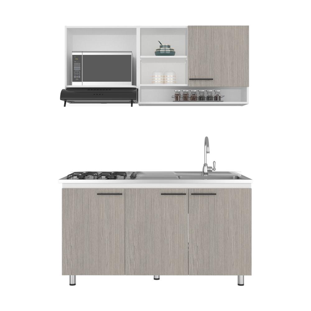 Cocina Integral Orquidea, Blanco Duqueza y Positano, Incluye Mesón Derecho