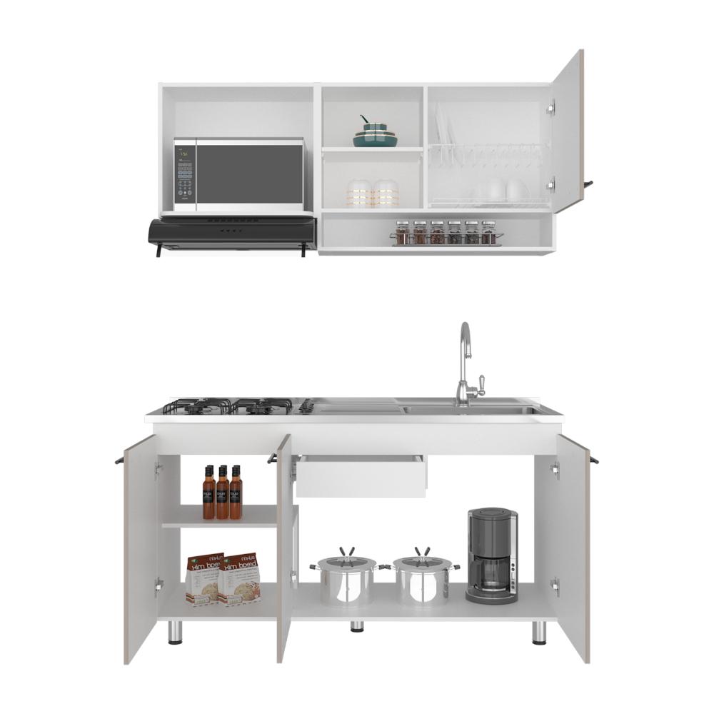 Cocina Integral Orquidea, Blanco Duqueza y Positano, Incluye Mesón Derecho