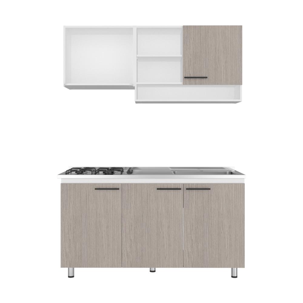 Cocina Integral Orquidea, Blanco Duqueza y Positano, Incluye Mesón Derecho
