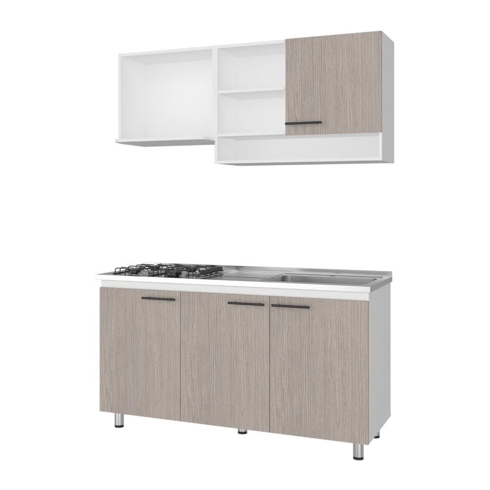 Cocina Integral Orquidea, Blanco Duqueza y Positano, Incluye Mesón Derecho