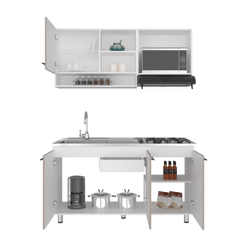 Cocina Integral Orquidea, Blanco Duqueza y Positano, Incluye Mesón Izquierdo