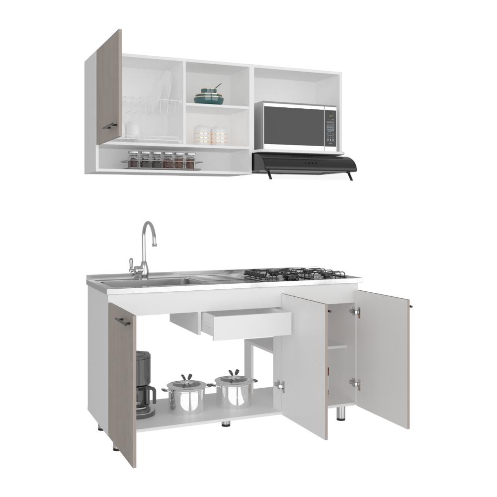 Cocina Integral Orquidea, Blanco Duqueza y Positano, Incluye Mesón Izquierdo