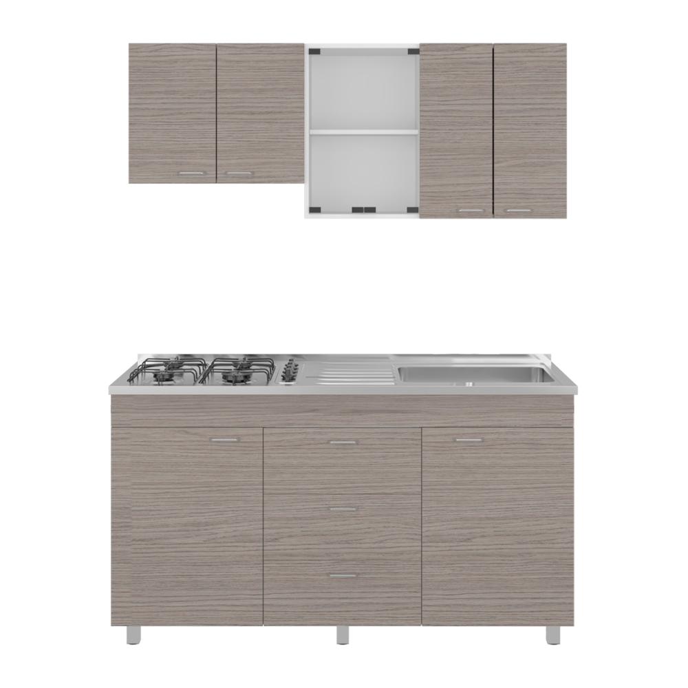 Cocina Integral 150 Laurel, Blanco Duqueza y Positano, Incluye Mesón Derecho