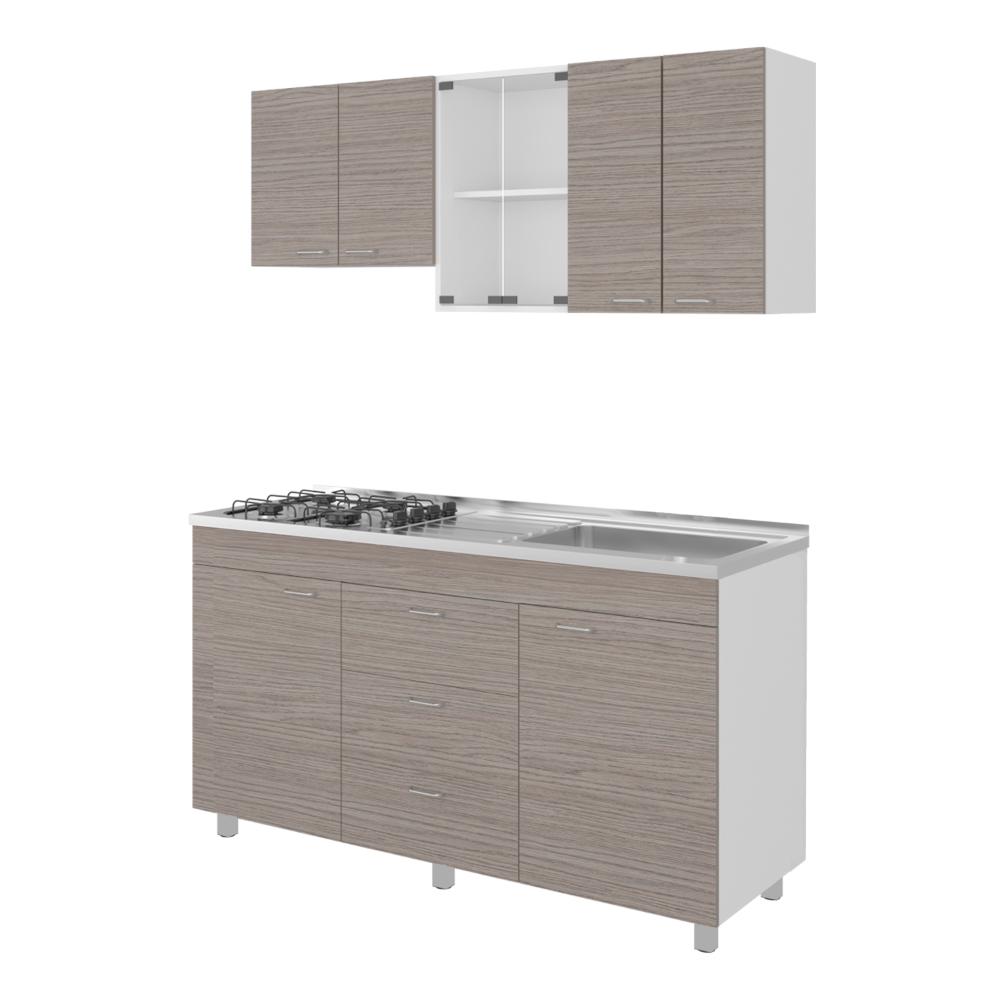 Cocina Integral 150 Laurel, Blanco Duqueza y Positano, Incluye Mesón Derecho