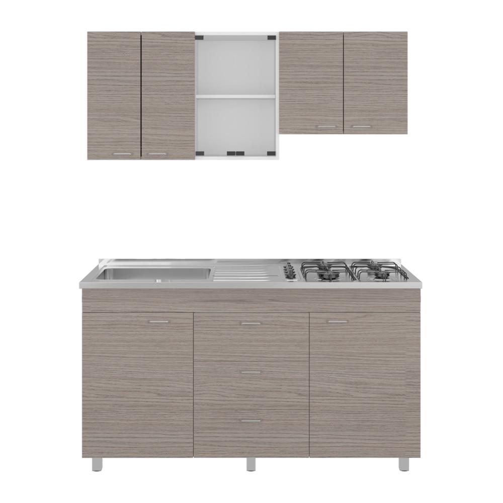 Cocina Integral 150 Laurel, Blanco Duqueza y Positano, Incluye Mesón Izquierdo