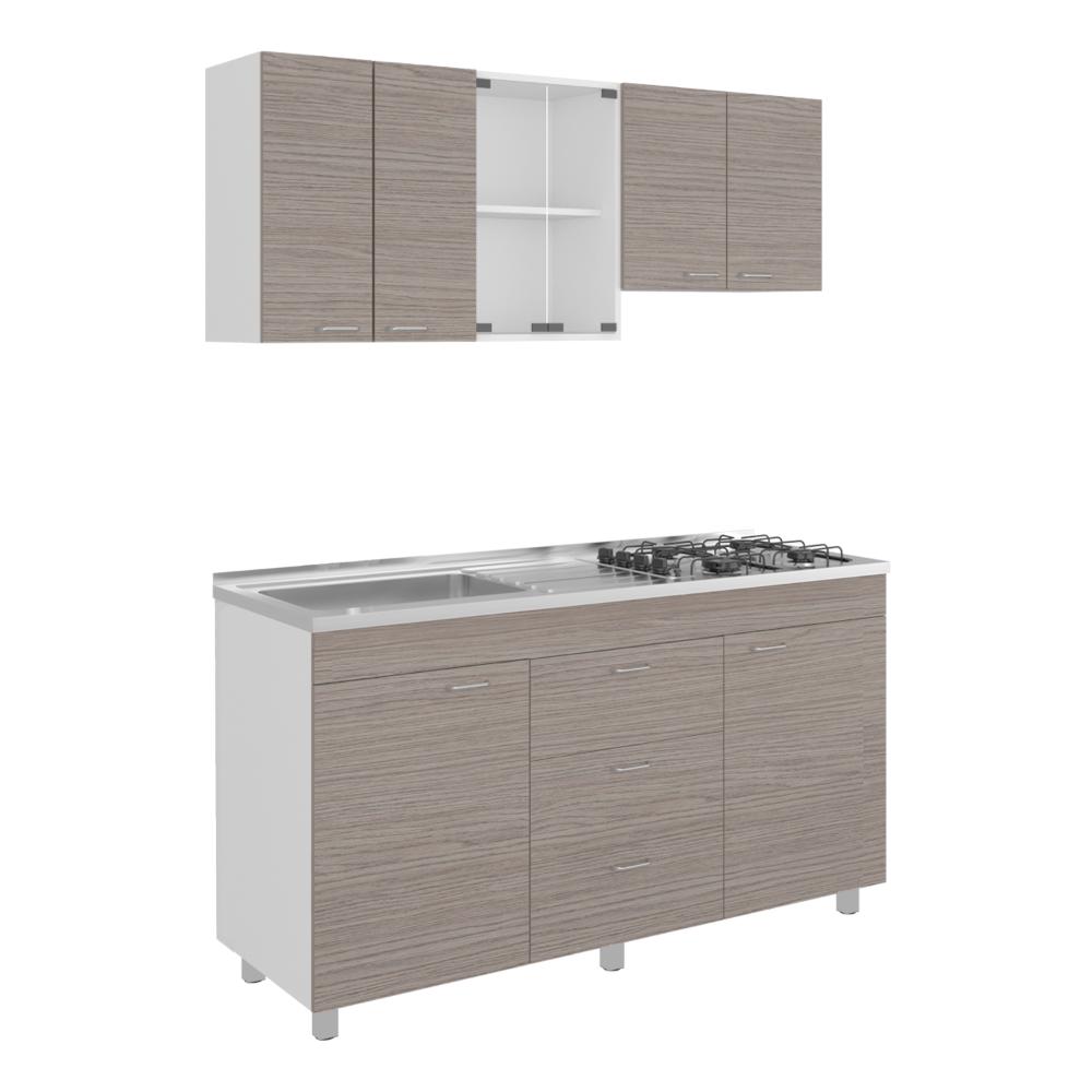 Cocina Integral 150 Laurel, Blanco Duqueza y Positano, Incluye Mesón Izquierdo