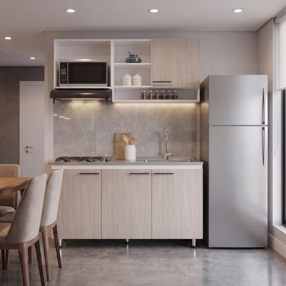 Cocina Integral Orquidea, Blanco Duqueza y Positano, Incluye Mesón Derecho