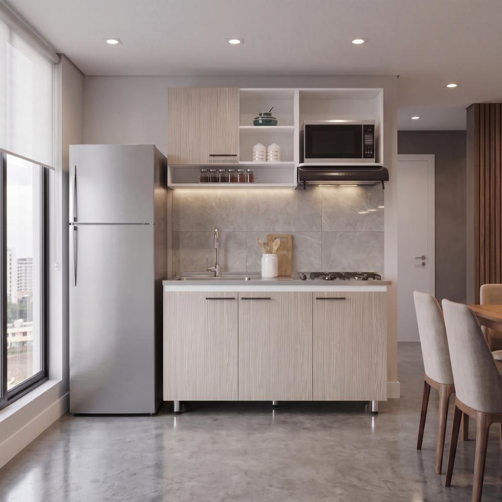 Cocina Integral Orquidea, Blanco Duqueza y Positano, Incluye Mesón Izquierdo