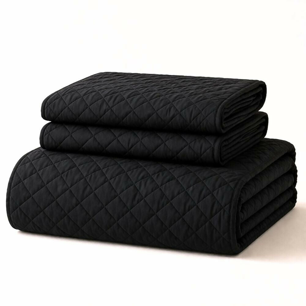 Colcha queen doble faz negra gris