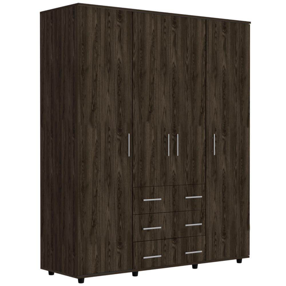 Closet Fontana, Milan y Blanco, con Cuatro Tubos Para Colgar Ropa y Zapatero En La Parte Inferior