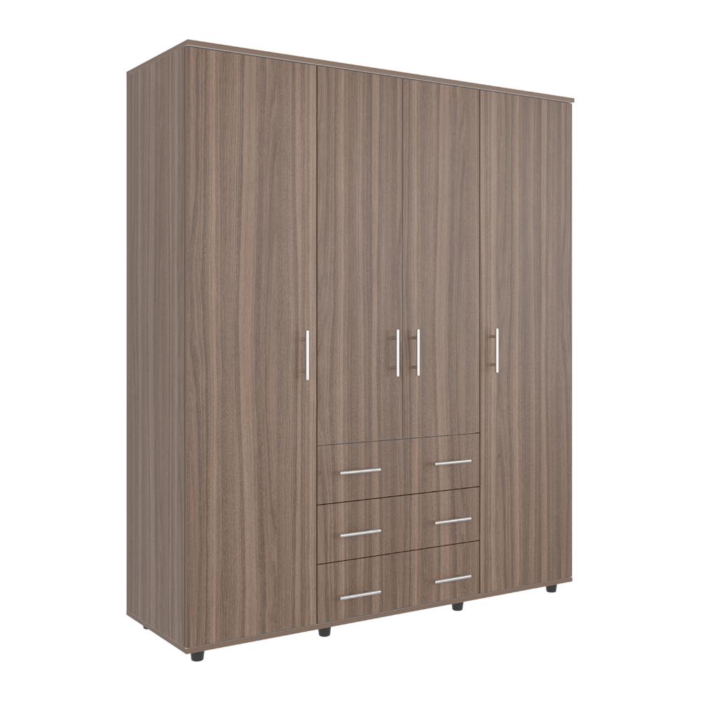 Closet Fontana, Avellana y Blanco, con Cuatro Tubos Para Colgar Ropa y Zapatero En La Parte Inferior