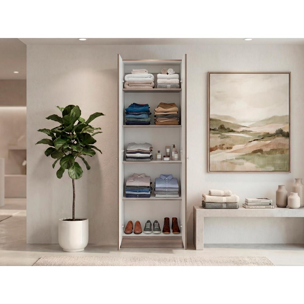 Closet Ainara, Avellana y Blanco, Con Cinco Entrepaños