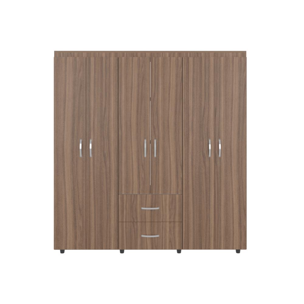 Closet Bariloche Bombay, Avellana y Blanco, Variedad De Entrepaños y Seis Puertas Abatibles