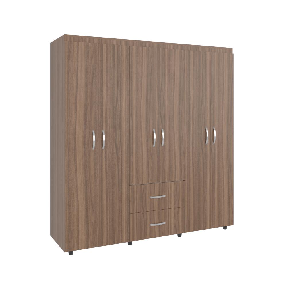 Closet Bariloche Bombay, Avellana y Blanco, Variedad De Entrepaños y Seis Puertas Abatibles