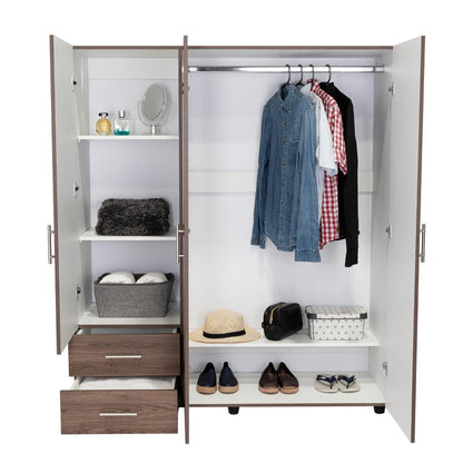 Closet Light, Chocolate y Blanco, con Dos Cajones Organizadores y Entrepaño Diseñado Para Los Zapatos