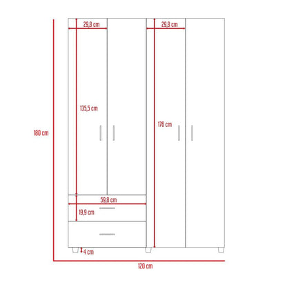 Closet Arkola, Wengue, con Dos Cajones Organizadores y Cuatro Puertas Abatibles