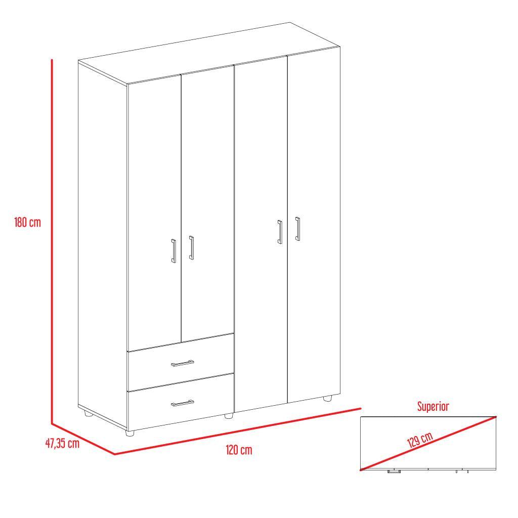 Closet Arkola, Wengue, con Dos Cajones Organizadores y Cuatro Puertas Abatibles