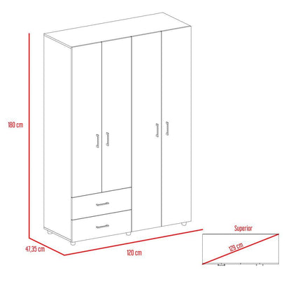 Closet Arkola, Wengue, con Dos Cajones Organizadores y Cuatro Puertas Abatibles