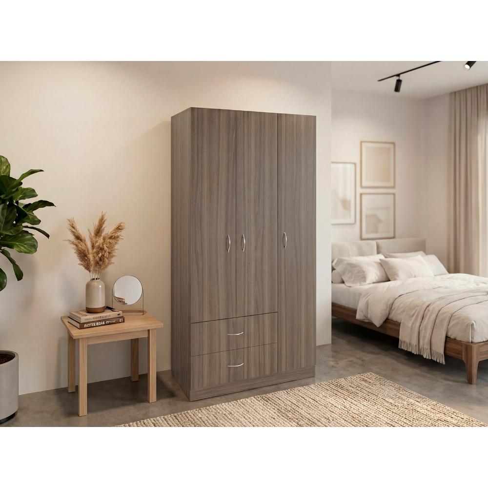 Closet América, Avellana y Blanco, Con Dos Cajones y Variedad De Entrepaños
