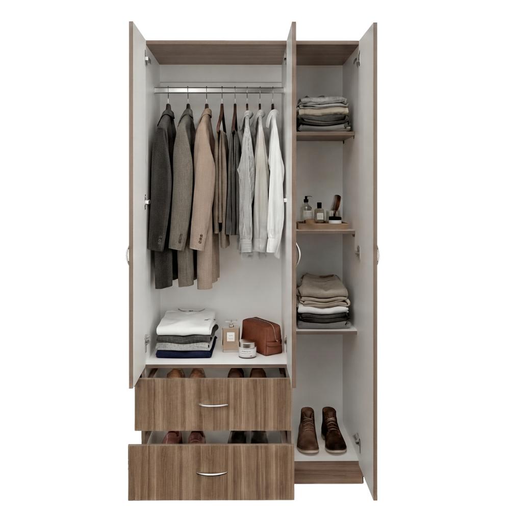 Closet América, Avellana y Blanco, Con Dos Cajones y Variedad De Entrepaños
