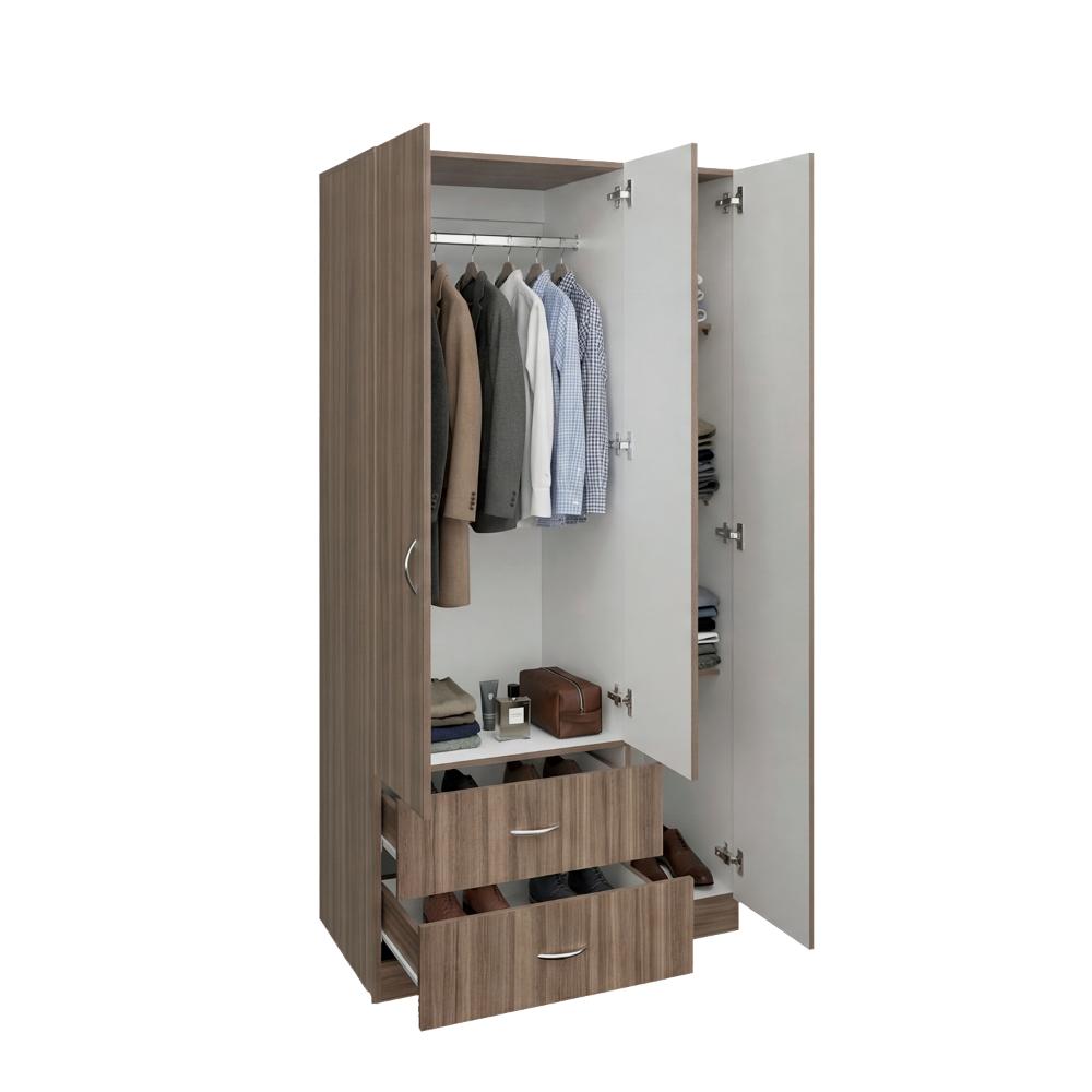 Closet América, Avellana y Blanco, Con Dos Cajones y Variedad De Entrepaños