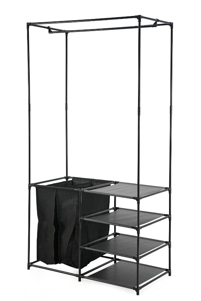 Closet Organizador Lupont, Negro, De tres niveles y dos canastas para ropa