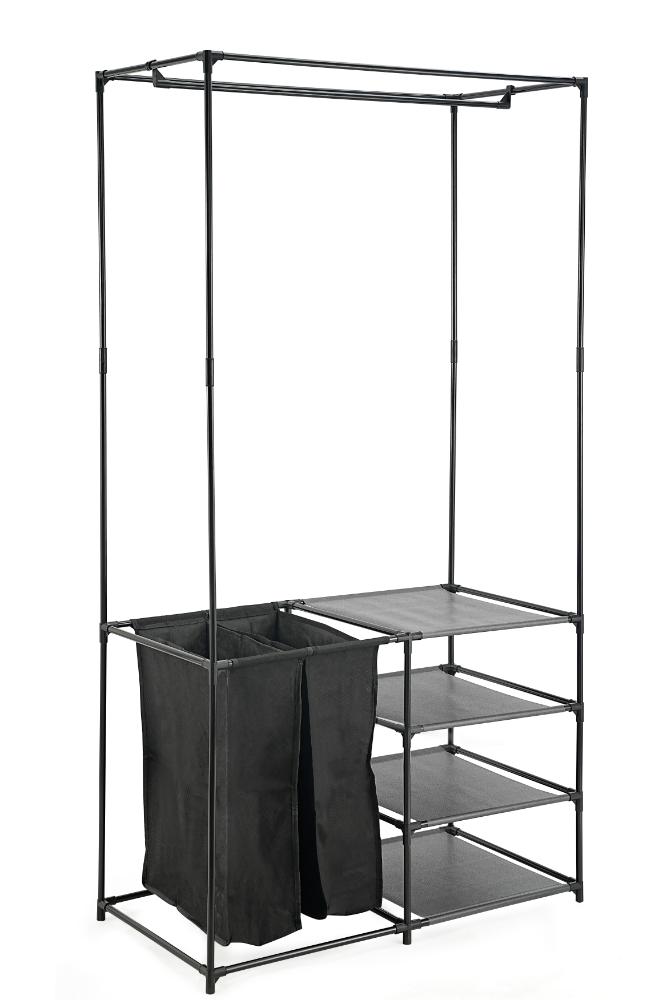 Closet Organizador Lupont, Negro, De tres niveles y dos canastas para ropa
