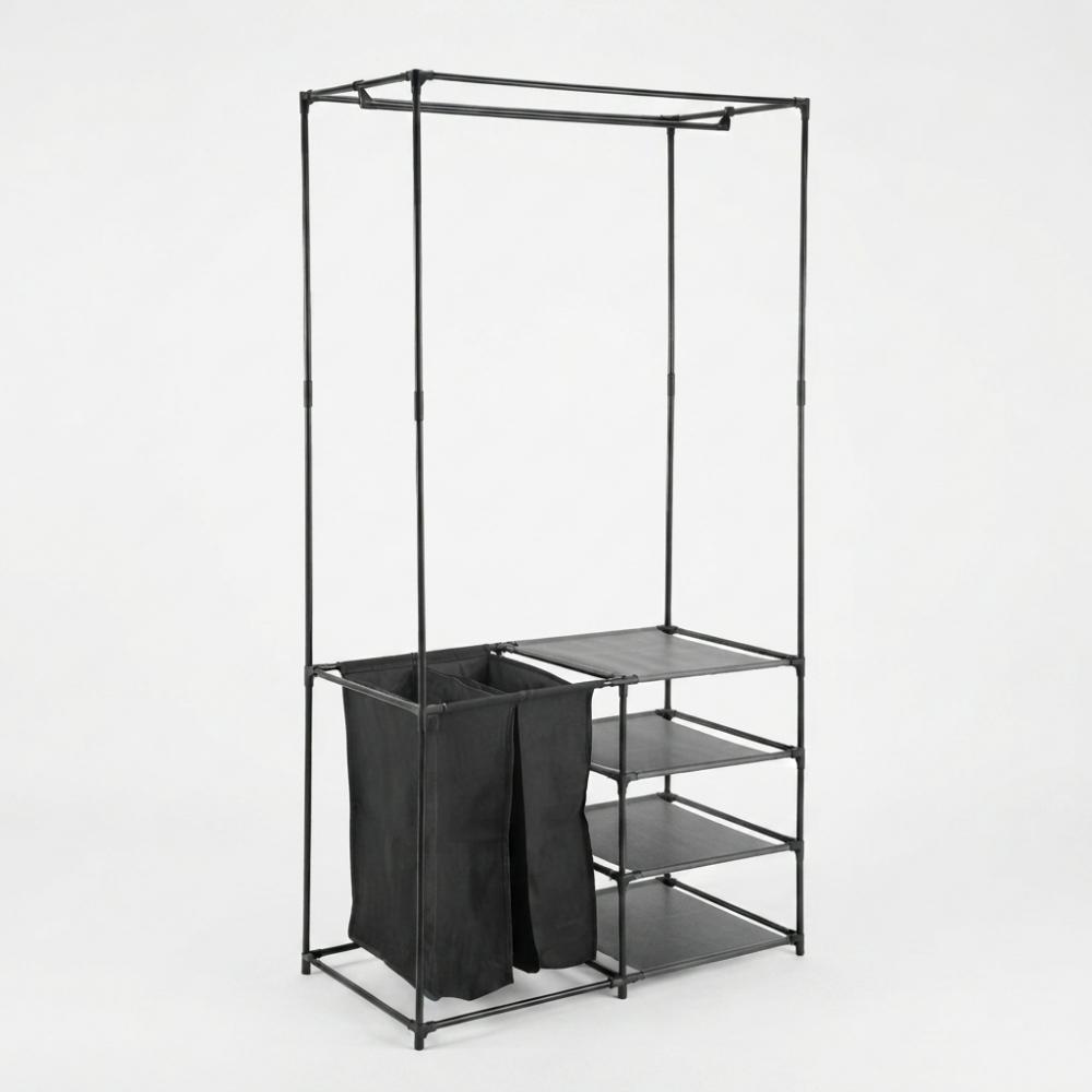 Closet Organizador Lupont, Negro, De tres niveles y dos canastas para ropa
