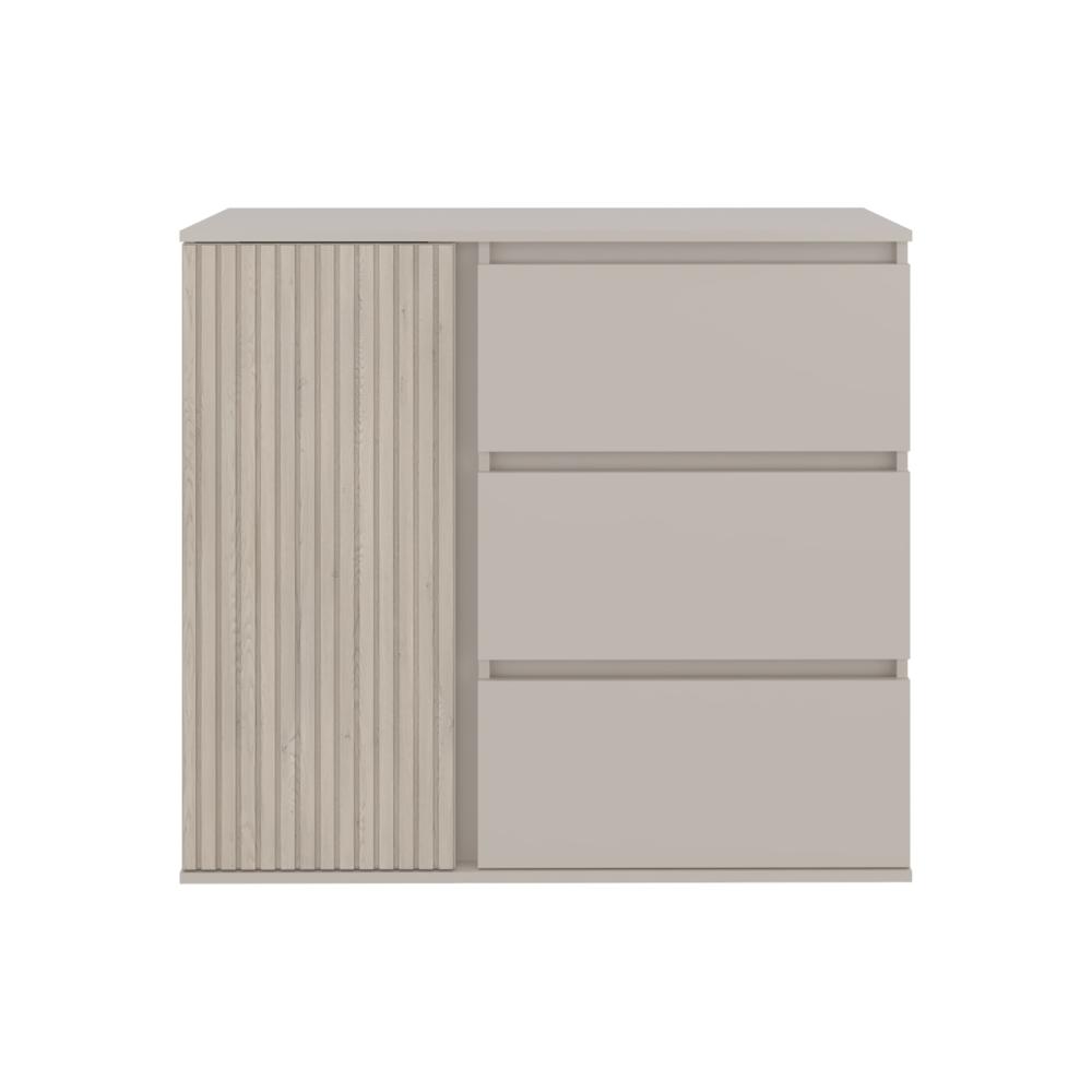 Organizador Bowie, Capri y Roble Natural, con Tres Cajones y 1 Puerta, con Amplios Espacios