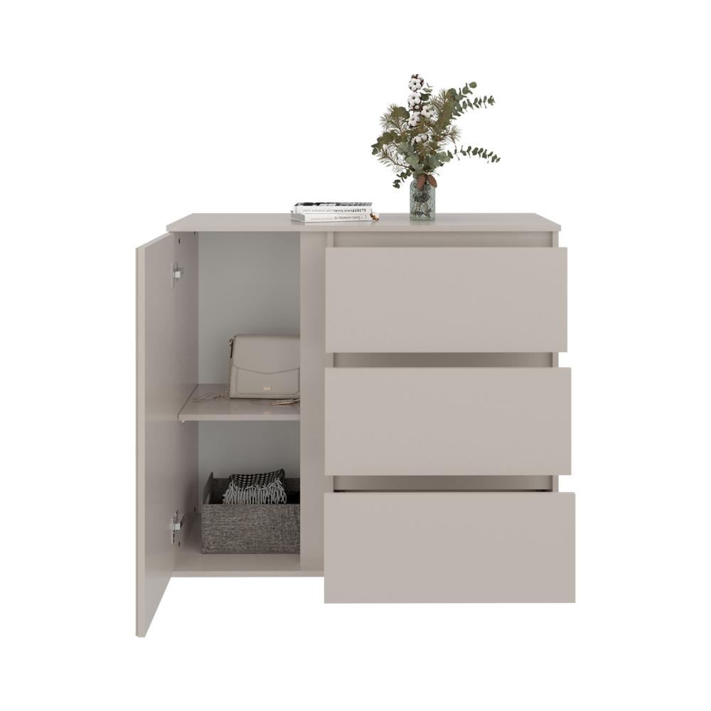 Organizador Bowie, Capri y Roble Natural, con Tres Cajones y 1 Puerta, con Amplios Espacios