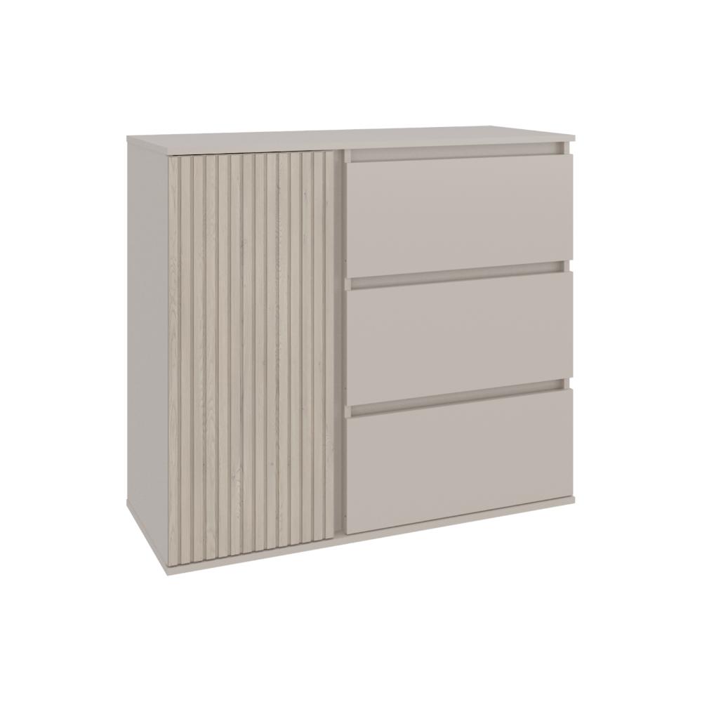 Organizador Bowie, Capri y Roble Natural, con Tres Cajones y 1 Puerta, con Amplios Espacios