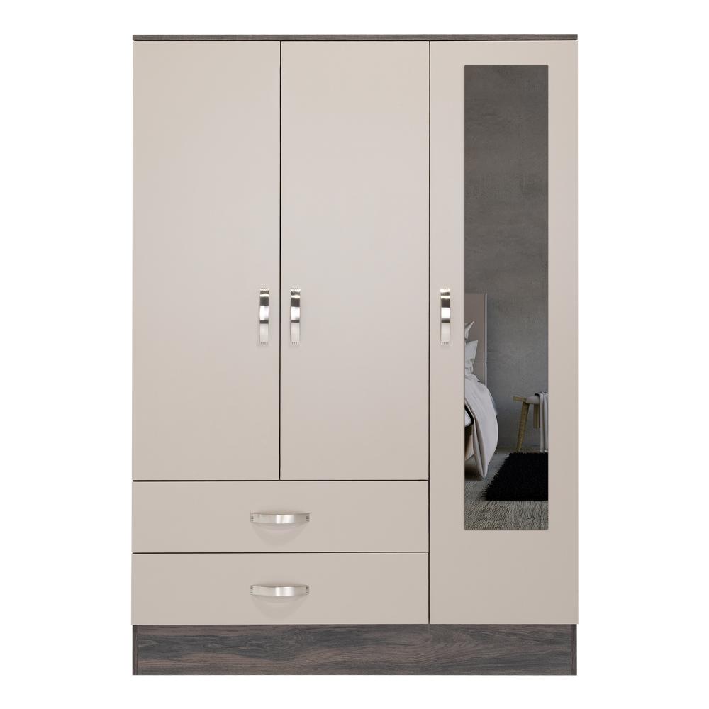 Closet Aster, Grafito y Cocoa, con Puerta Espejo