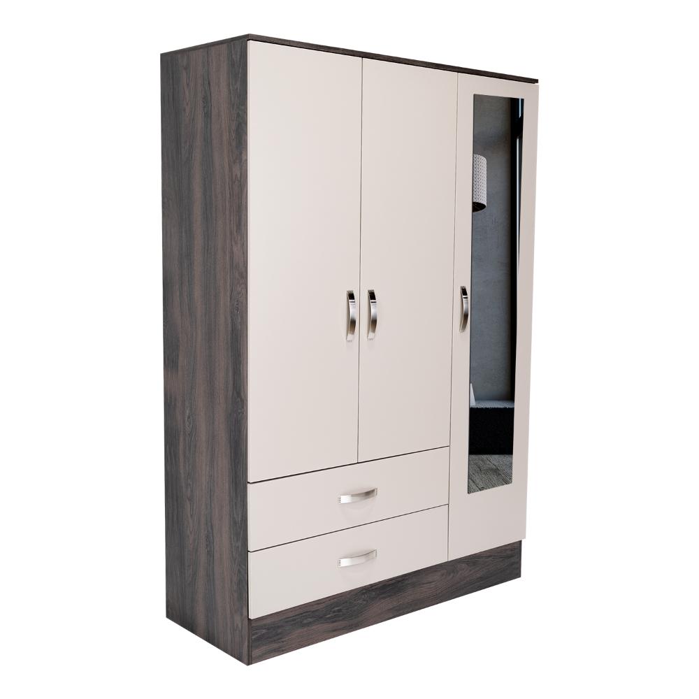 Closet Aster, Grafito y Cocoa, con Puerta Espejo
