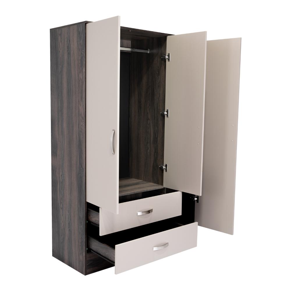 Closet Aster, Grafito y Cocoa, con Puerta Espejo