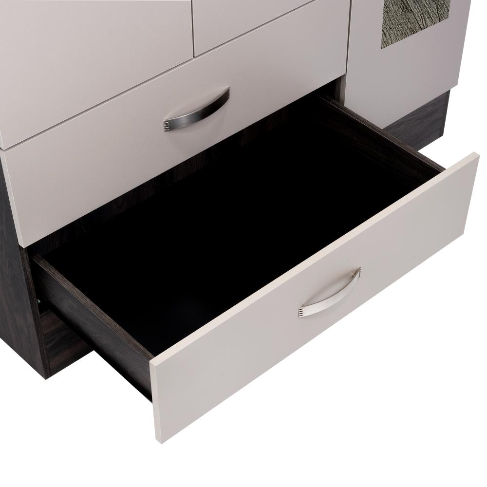 Closet Aster, Grafito y Cocoa, con Puerta Espejo