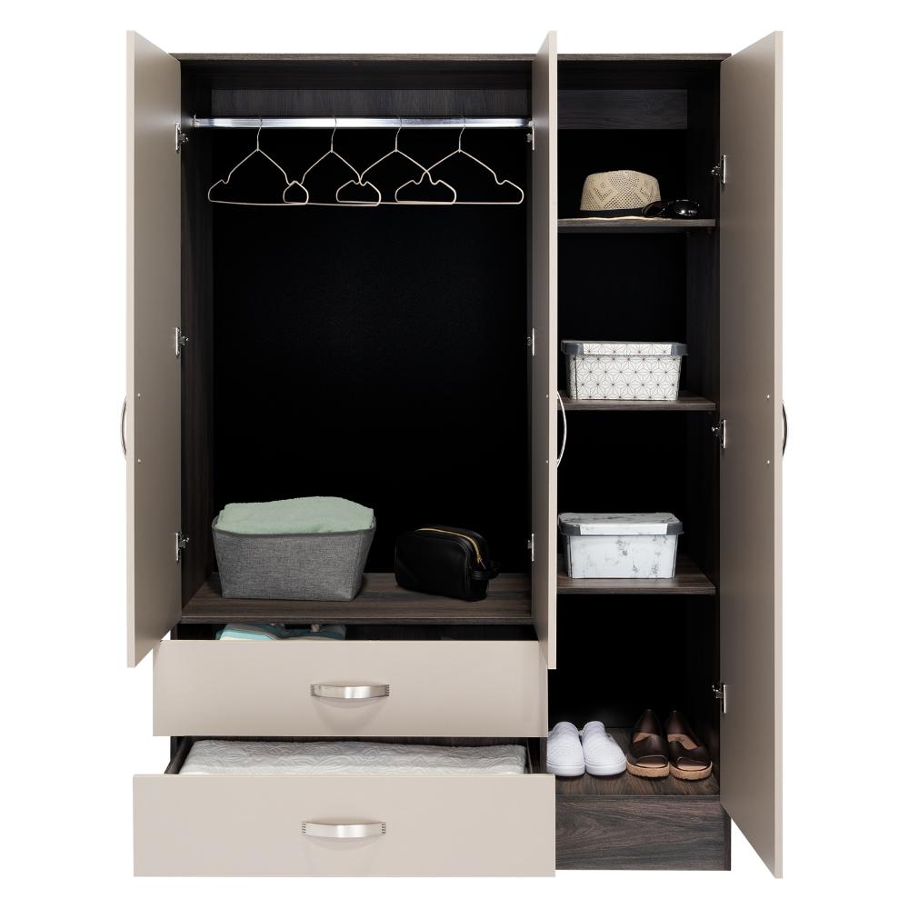 Closet Aster, Grafito y Cocoa, con Puerta Espejo