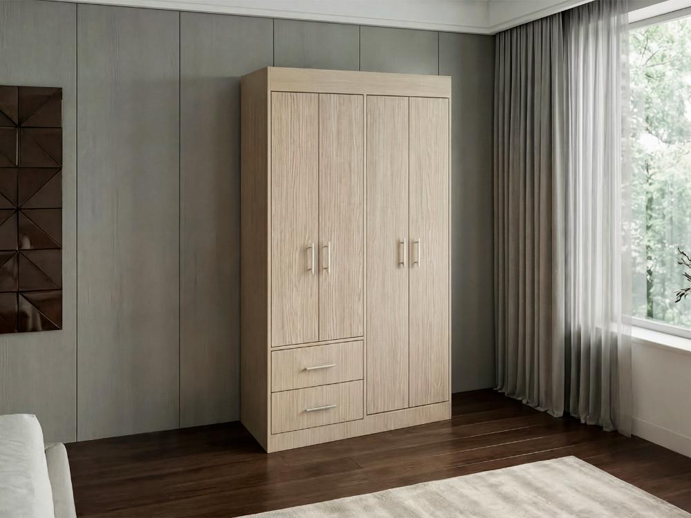 Closet Houston, Cartagena y Wengue , Con cuatro puertas batientes y dos cajones con amplio espacio de almacenamiento