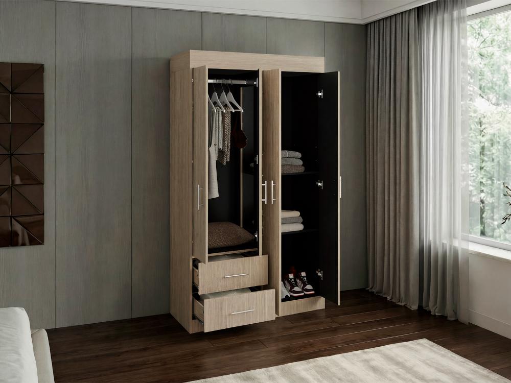Closet Houston, Cartagena y Wengue , Con cuatro puertas batientes y dos cajones con amplio espacio de almacenamiento