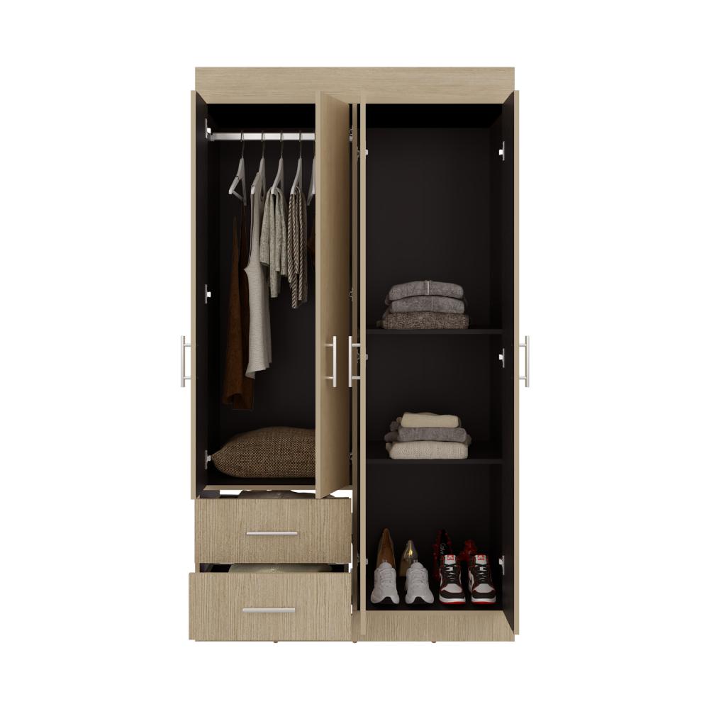 Closet Houston, Cartagena y Wengue , Con cuatro puertas batientes y dos cajones con amplio espacio de almacenamiento